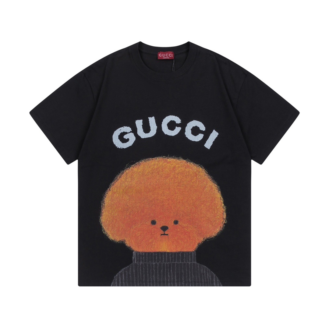 Gucci 古驰 2025 Nuevo modelo logo de osito de peluche y letras unisex camiseta de manga corta · Personalizado 280g 100% a…