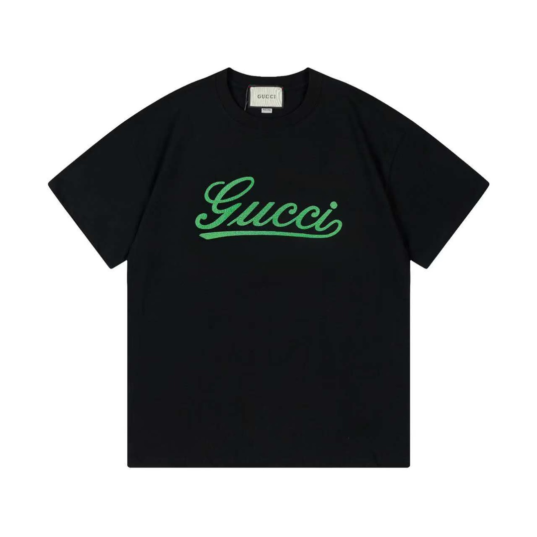 Gucci 2025 nuevo, camiseta de manga corta unisex con logo bordado de firma. Tejido de algodón puro de doble hilo 100% 2…