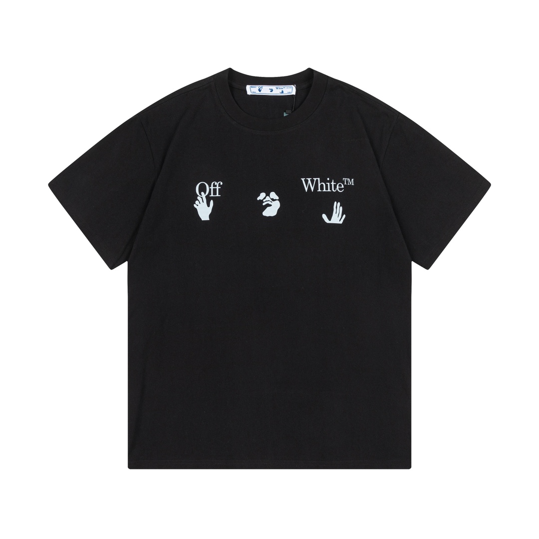 OFF-WHITE 2025早春新款 定制270g双纱纯棉面料 雪融箭头logo 限定辅料 男女同款 短袖t恤 颜色：黑色 尺码：XS-L