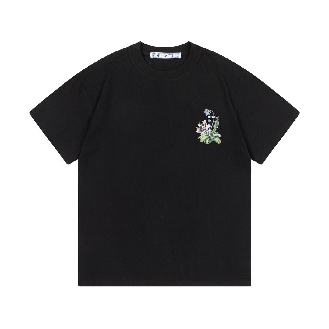 OFF-WHITE 2025 nueva camiseta de manga corta de principios de primavera, tela de algodón doble hilado persona…