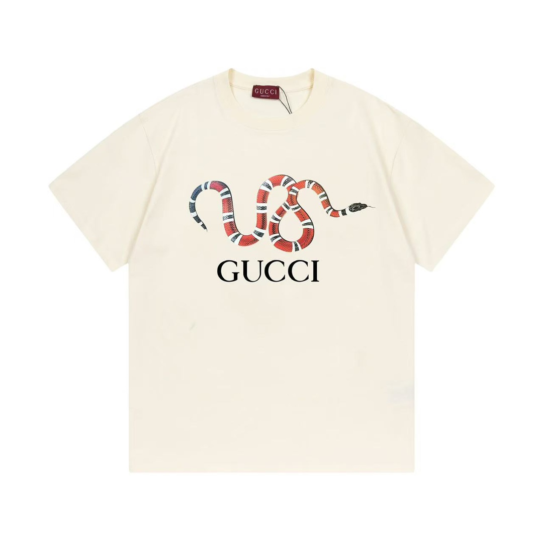 Gucci 古驰 2025 serie limitada del año de la serpiente, logo de letras con patrón de serpiente enroscada, camiseta de man…