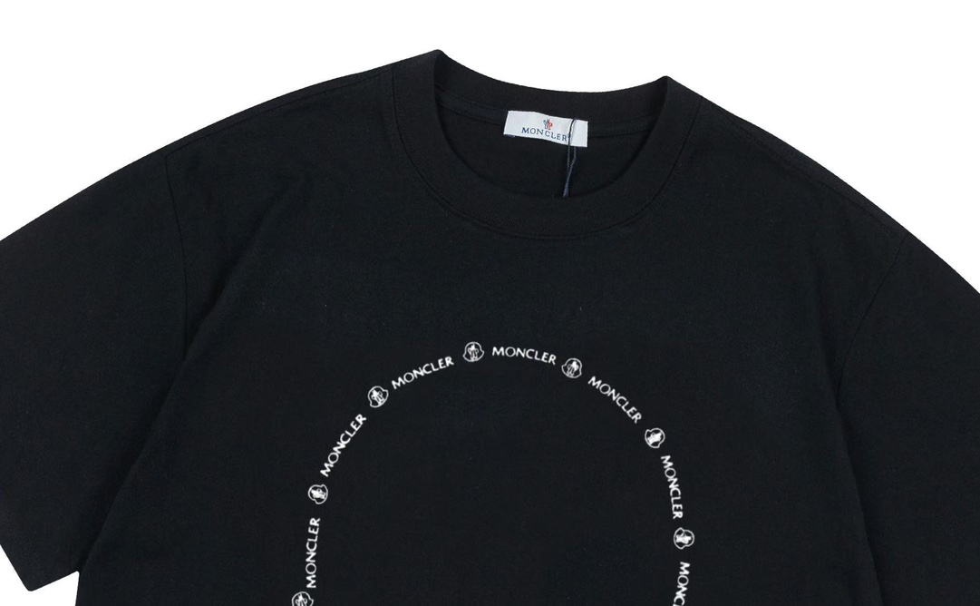 Moncler/Monkey Cotton Top with Radium Logo, Unisex, XS-L, Black/White - 图片 3