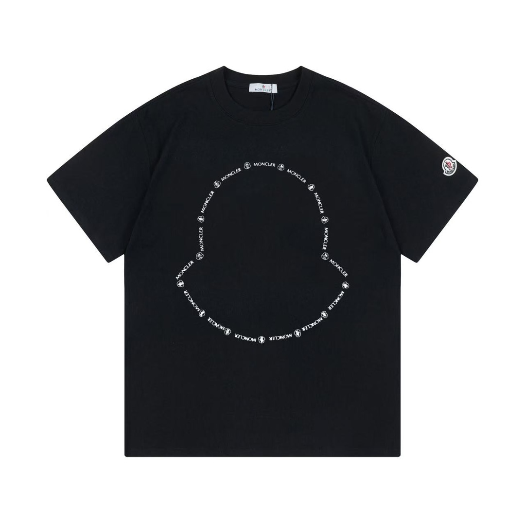 Moncler/Monkey Cotton Top with Radium Logo, Unisex, XS-L, Black/White - 图片 1