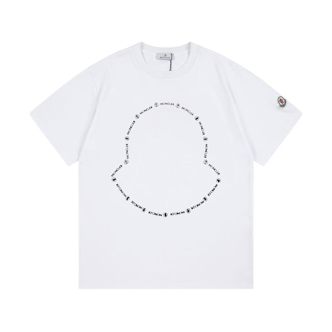 Moncler/Monkey Space Logo Cotton Top: Original Fabric, Unisex XS-L Sizes, Black/White.