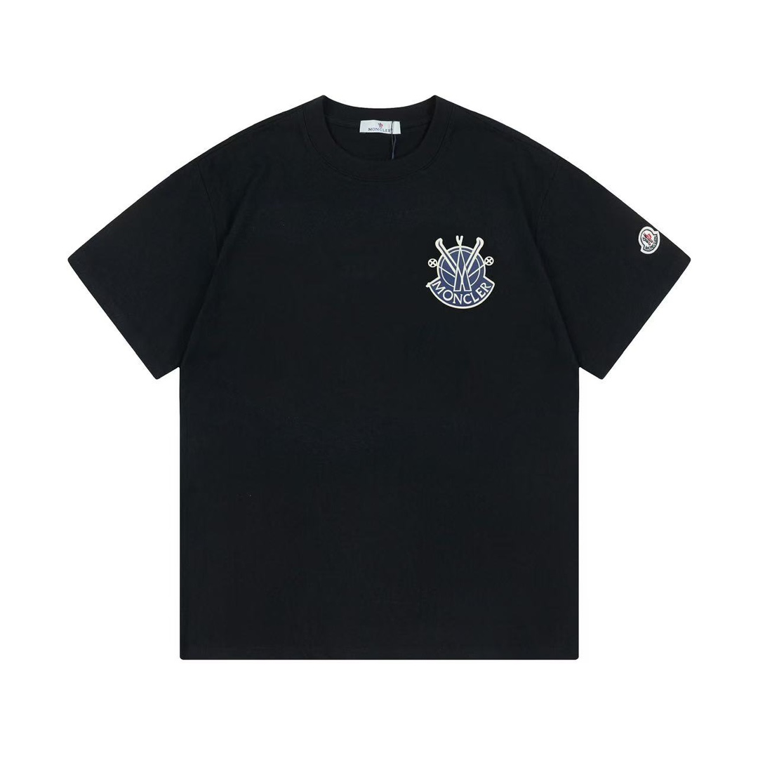 (Llega al día siguiente) Moncler 蒙口 2025 nueva camiseta de manga corta unisex con logo de letras simple en el pecho y p…