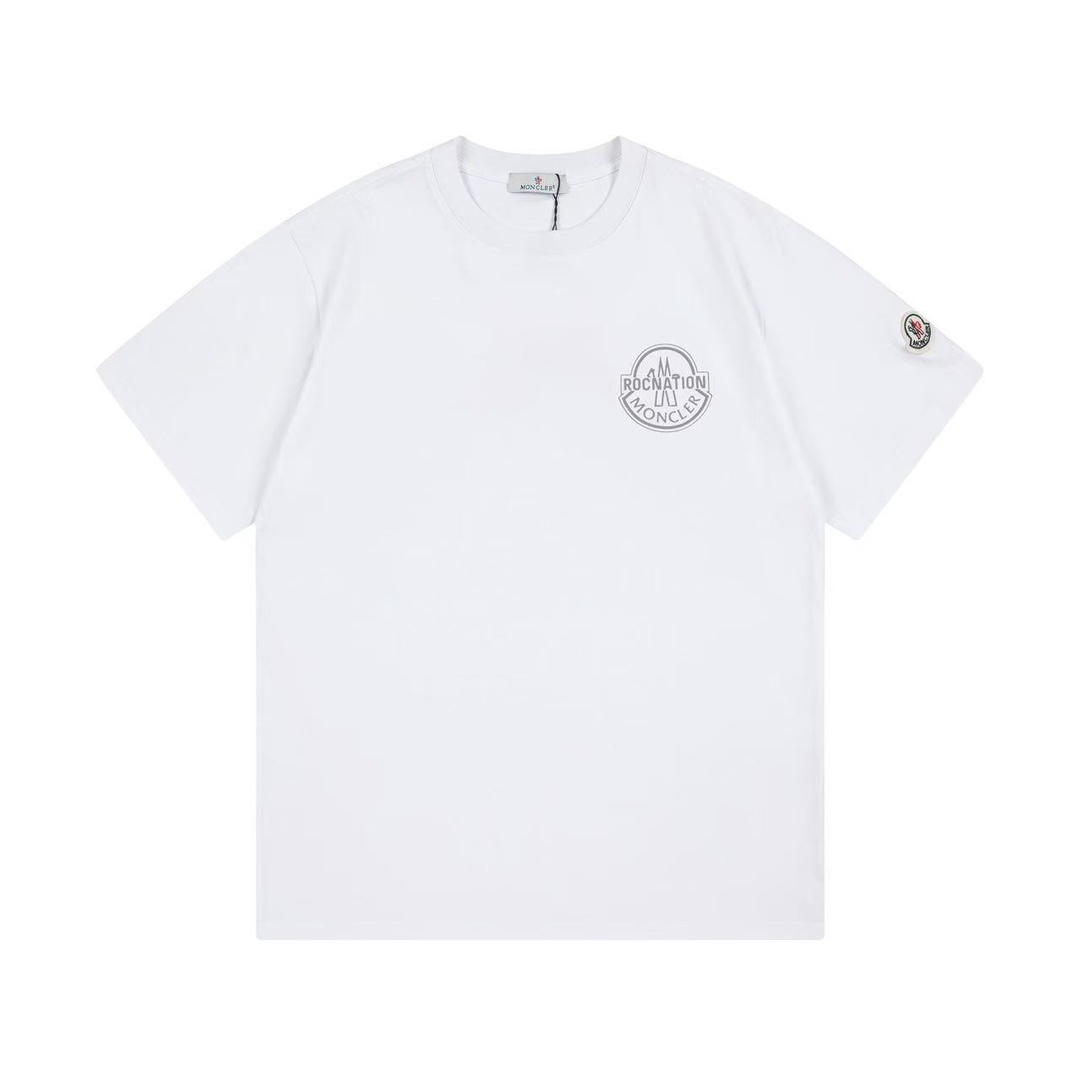 (Llega al día siguiente) Moncler 蒙口 2025 nueva camiseta de manga corta unisex con logo de letras ROCNATION y parche per…