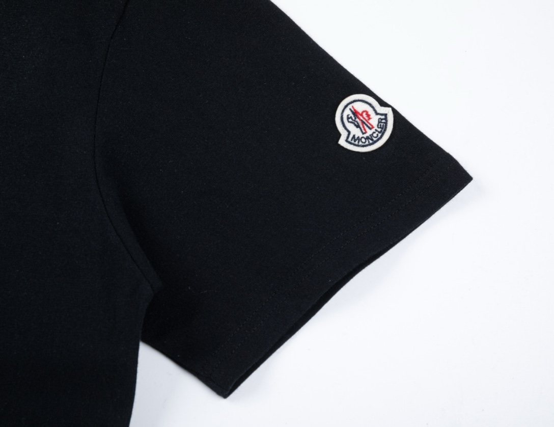 Moncler/Monkey Cotton Top with Radium Logo, Unisex, XS-L, Black/White - 图片 5