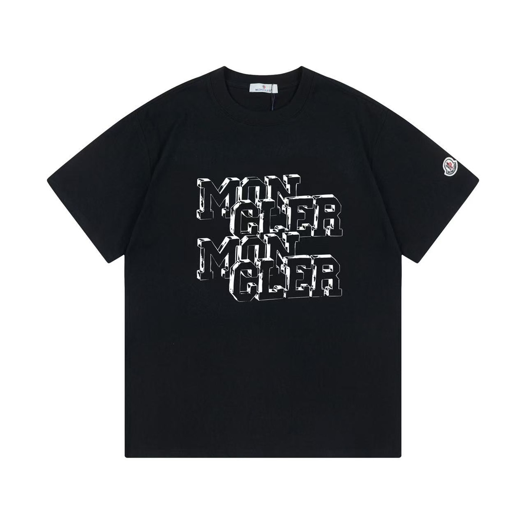 (Llega al día siguiente) Moncler 蒙口 2025 nueva camiseta de manga corta unisex con logo de letras 3D y parche personaliz…