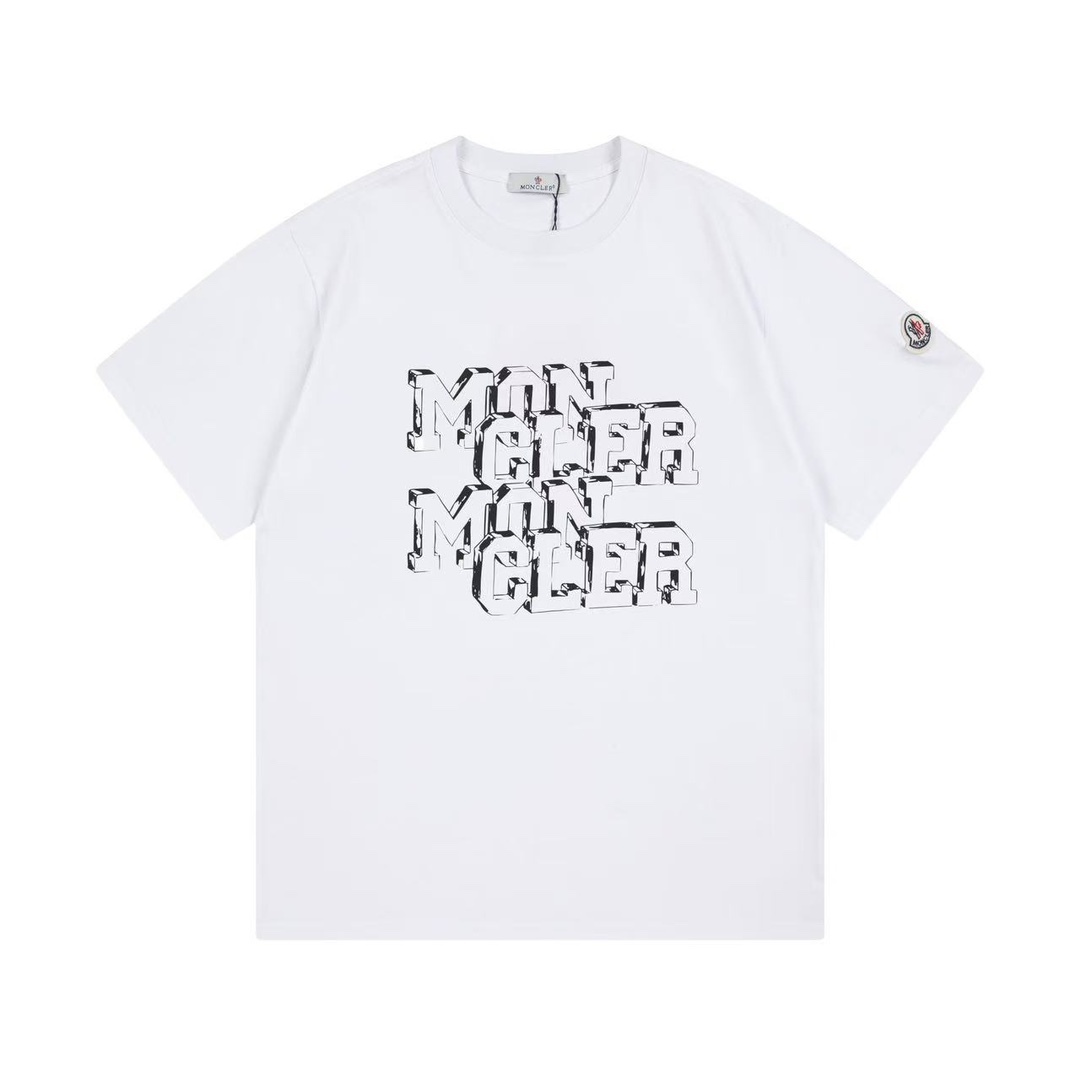 (Llega al día siguiente) Moncler 蒙口 2025 Nuevo logo de letras tridimensional, parche personalizado, camiseta de manga c…