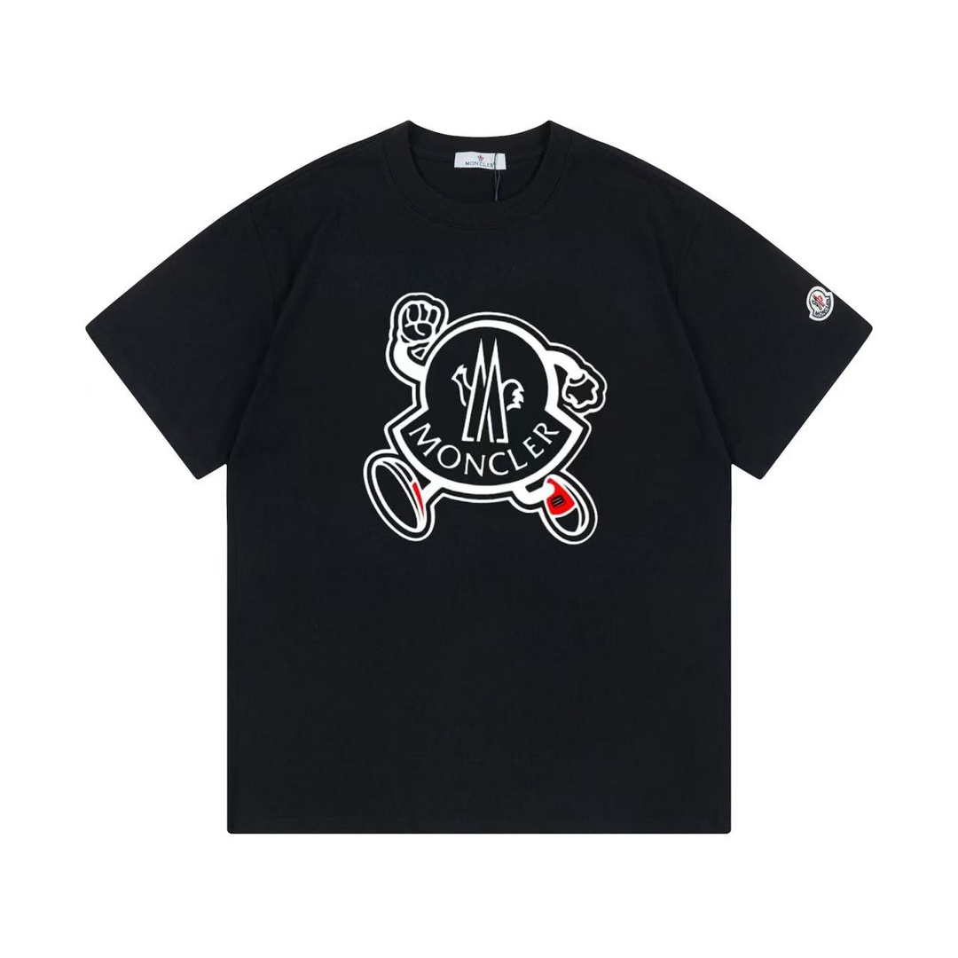 (Llega al día siguiente) Moncler 蒙口 2025 nueva camiseta de manga corta unisex con logo de letras de muñeco y parche per…