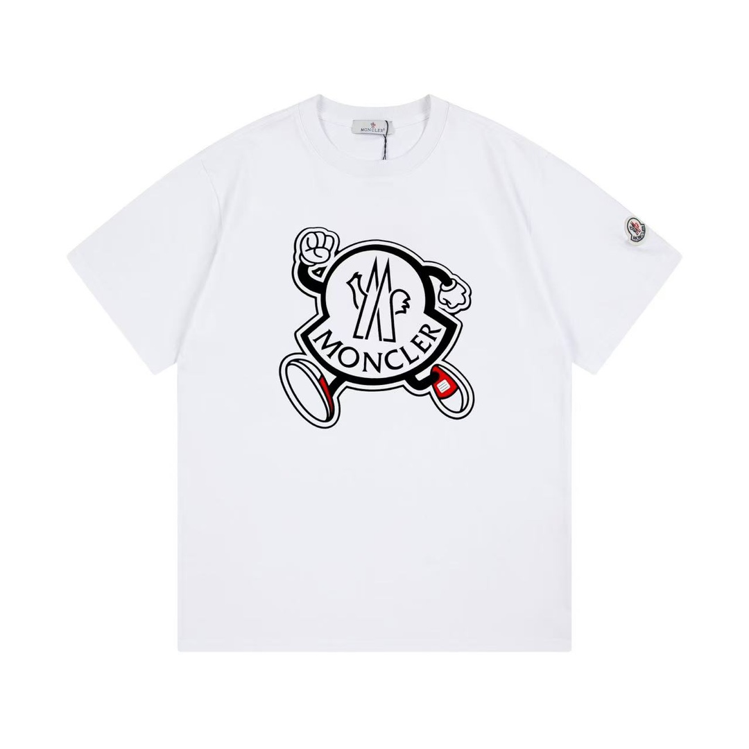 (Llega al día siguiente) Moncler 蒙口 2025 nueva camiseta de manga corta unisex con logo de letras de muñeco y parche per…