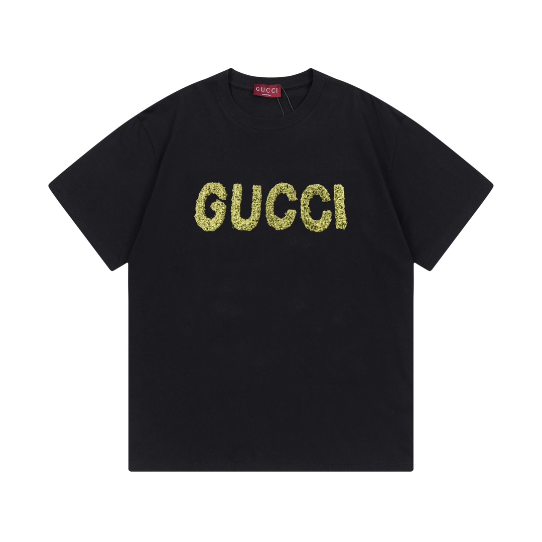 Gucci 古驰 2025 nueva colección, logo de letras de felpa, camiseta de manga corta unisex · personalizado 280g 100% algodó…