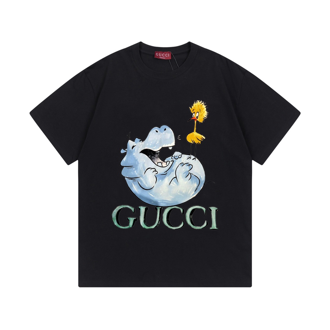 Gucci 古驰 2025 nueva colección logo de letras con hipopótamo divertido unisex camiseta de manga corta · personalizado 28…