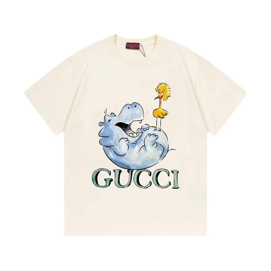 Gucci 古驰 2025 nueva colección logo de letras con hipopótamo divertido unisex camiseta de manga corta · personalizado 28…