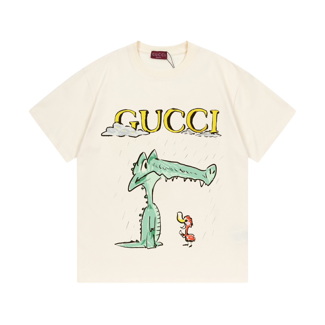 Gucci 古驰 2025 nueva colección logo de letras con cocodrilo divertido unisex camiseta de manga corta · personalizado 280…