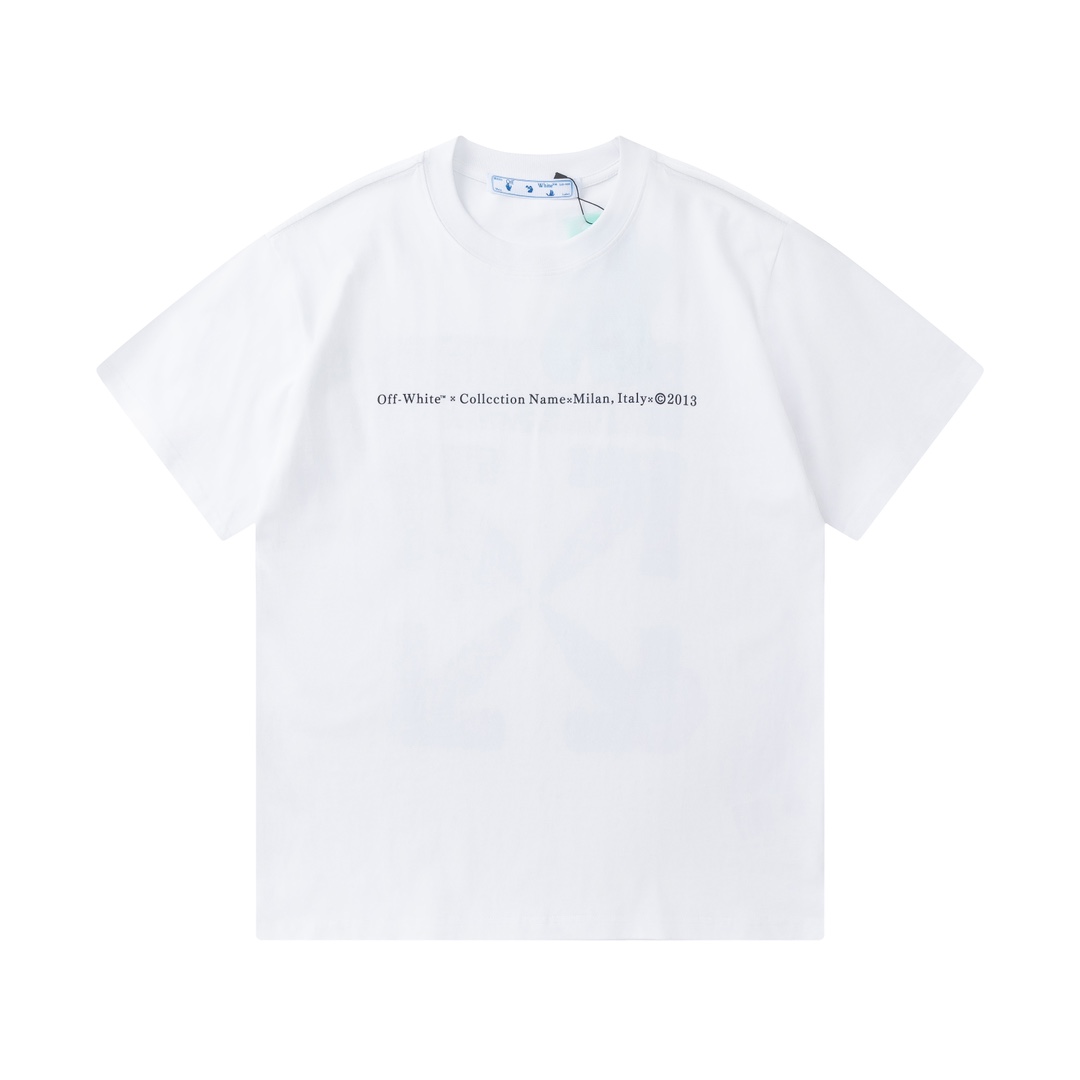 off-white 2025 nueva camiseta de manga corta con flecha y logo de letras en la espalda, unisex · tela de algodón 100% d…