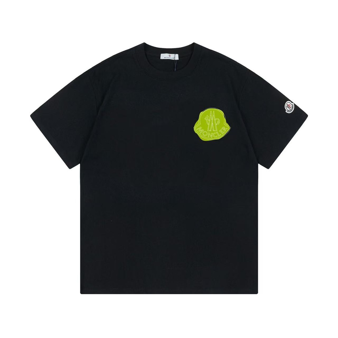 (Llega al día siguiente) Moncler 蒙口 2025 Nuevo logo de letras con estampado ondulado, parche personalizado, camiseta de…