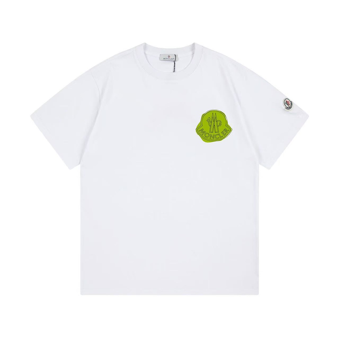 (Llega al día siguiente) Moncler 蒙口 2025 Nuevo logo de letras con estampado ondulado, parche personalizado, camiseta de…
