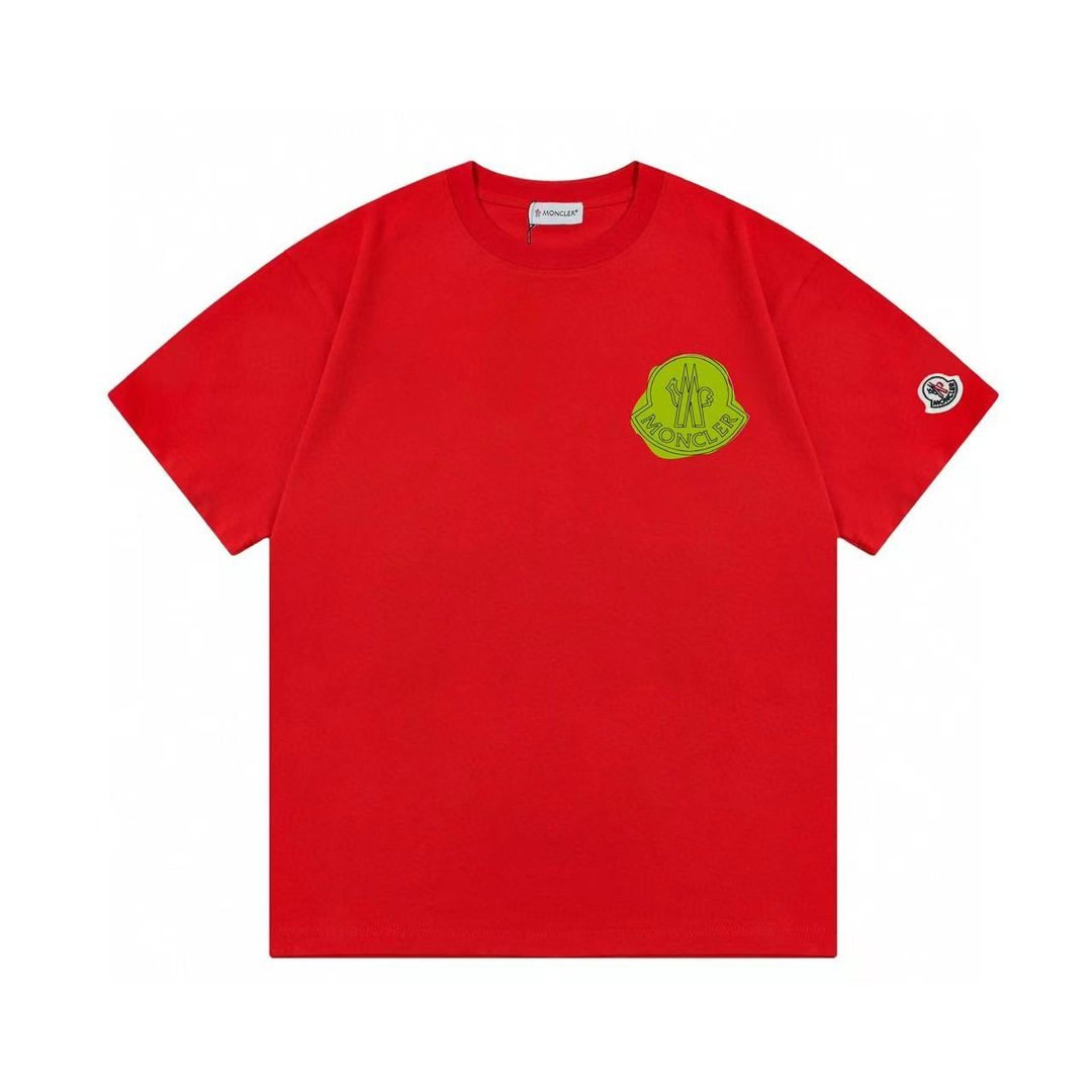 (Llega al día siguiente) Moncler 蒙口 2025 Nuevo logo de letras con estampado ondulado, parche personalizado, camiseta de…