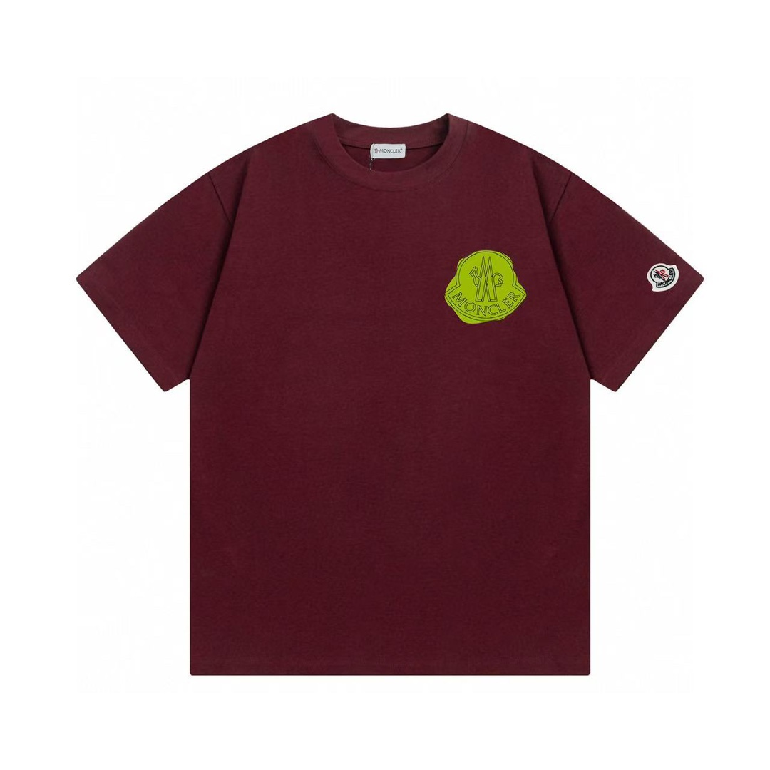 (Llega al día siguiente) Moncler 蒙口 2025 Nuevo logo de letras con estampado ondulado, parche personalizado, camiseta de…