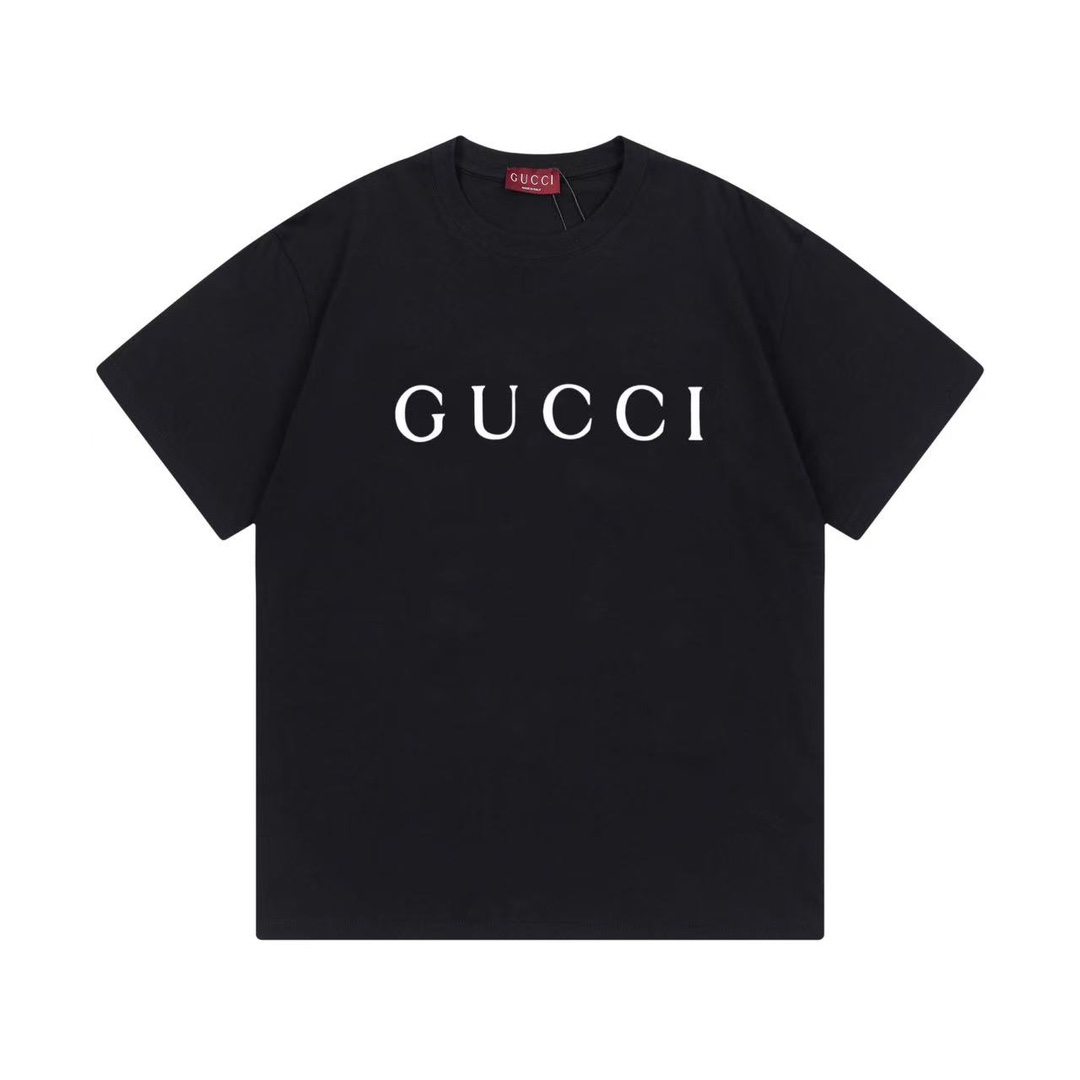 (Llega al día siguiente) GUCCI 2025 nueva camiseta de manga corta unisex con logo de letras minimalista · tela de algod…
