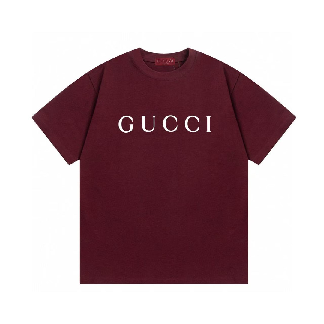 (Llega al día siguiente) GUCCI 2025 nueva camiseta de manga corta unisex con logo de letras minimalista · tela de algod…