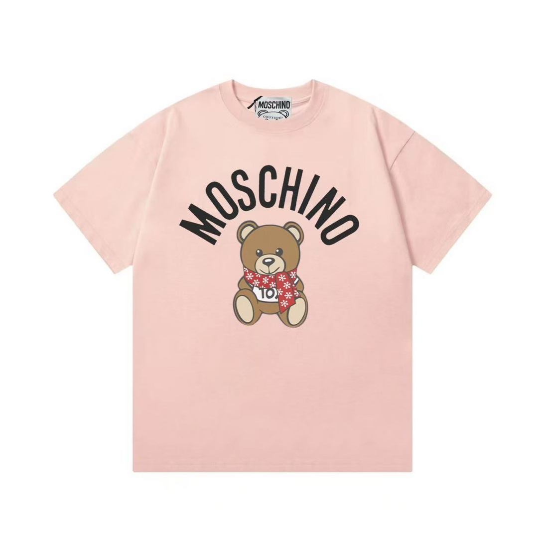 (Llega al día siguiente) Moschino 2025 nueva colección logo de oso con bufanda 🐻 con letras, camiseta de manga corta u…