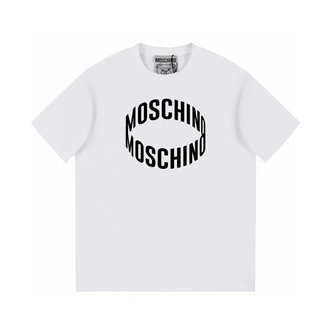 (Llega al día siguiente) Moschino 2025 nueva colección logo de letras en 3D, camiseta de manga corta unisex · tela de a…