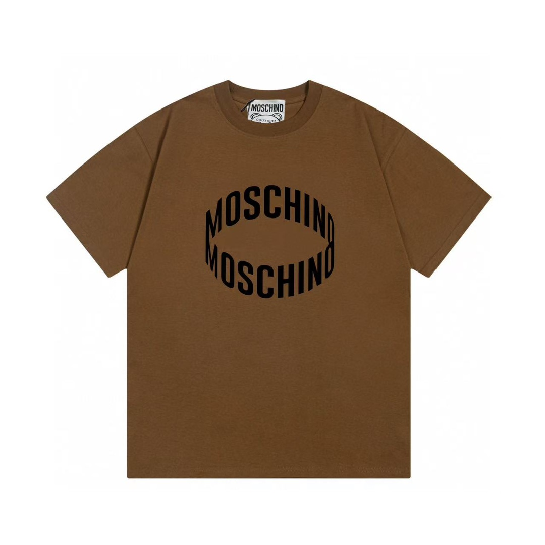 (Llega al día siguiente) Moschino 2025 nueva colección logo de letras en 3D, camiseta de manga corta unisex · tela de a…