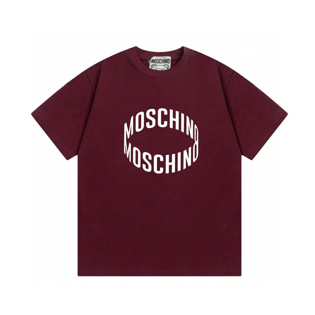 (Llega al día siguiente) Moschino 2025 nueva colección logo de letras en 3D, camiseta de manga corta unisex · tela de a…
