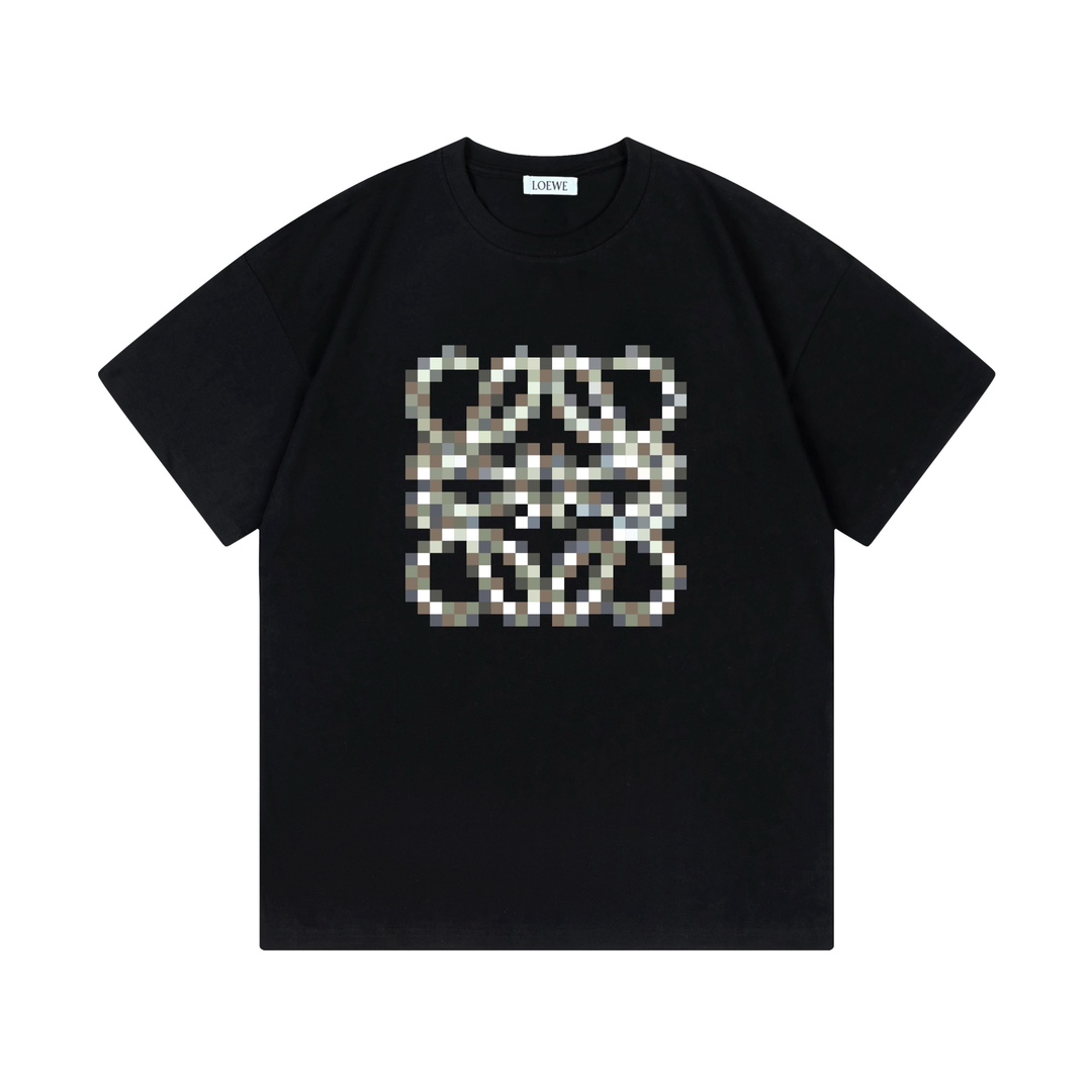 🅿️85 (Envío al día siguiente) LOEWE 2025 nuevo modelo, logo de letras mosaico, unisex, camiseta de manga corta · Tejid…