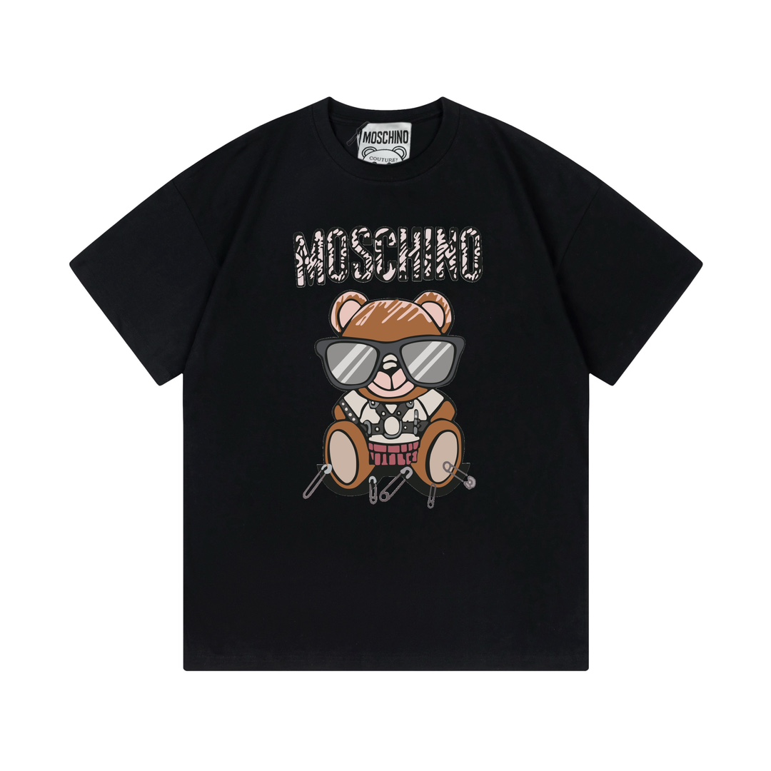 Moschino 2025 nueva colección serie súper linda logo de letras con oso de gafas de sol unisex camiseta de manga corta ·…