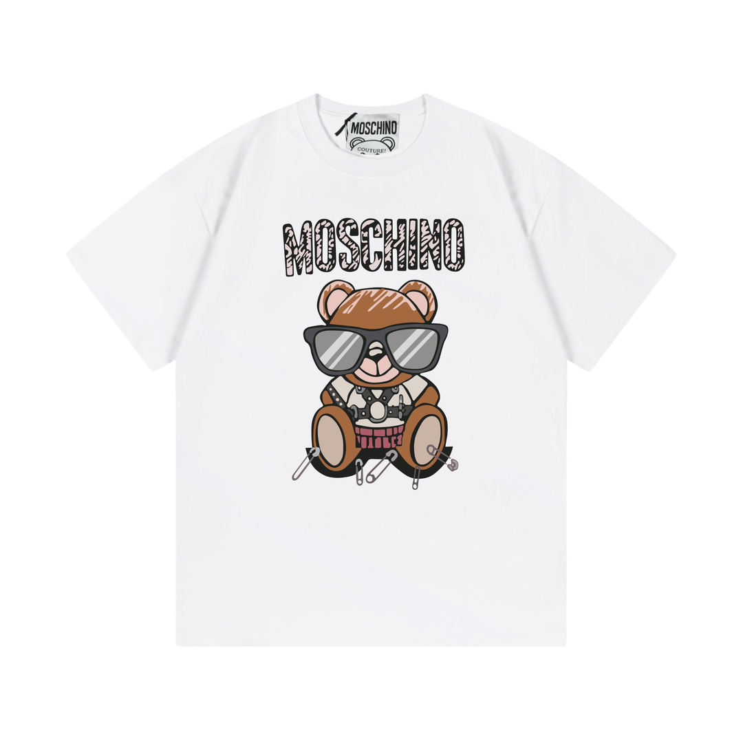 Moschino 2025 nueva colección serie súper linda logo de letras con oso de gafas de sol unisex camiseta de manga corta ·…
