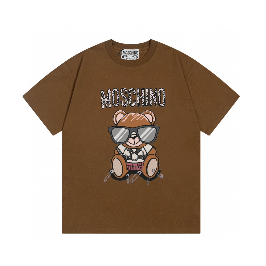 Moschino 2025 nueva colección serie súper linda logo de letras con oso de gafas de sol unisex camiseta de manga corta ·…
