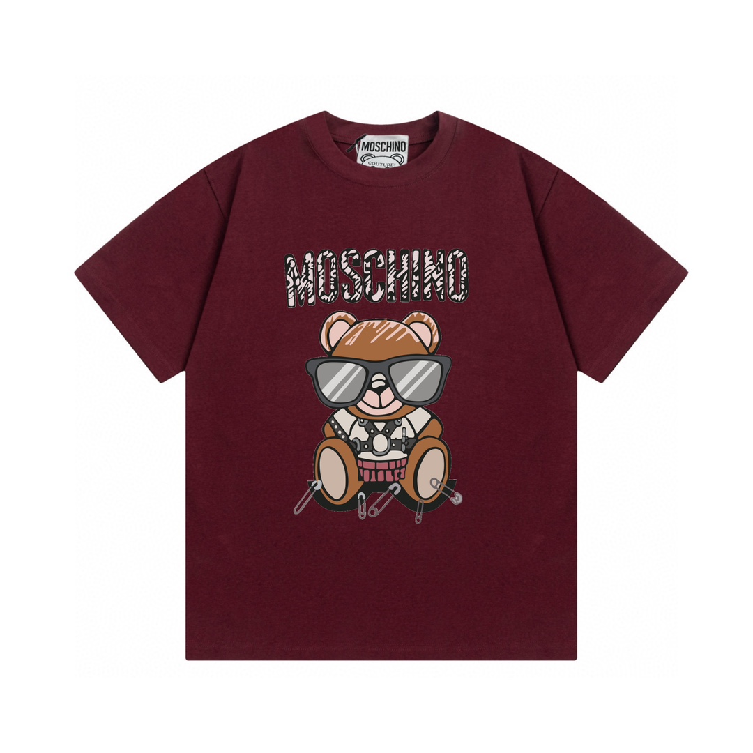 Moschino 2025 nueva colección serie súper linda logo de letras con oso de gafas de sol unisex camiseta de man…