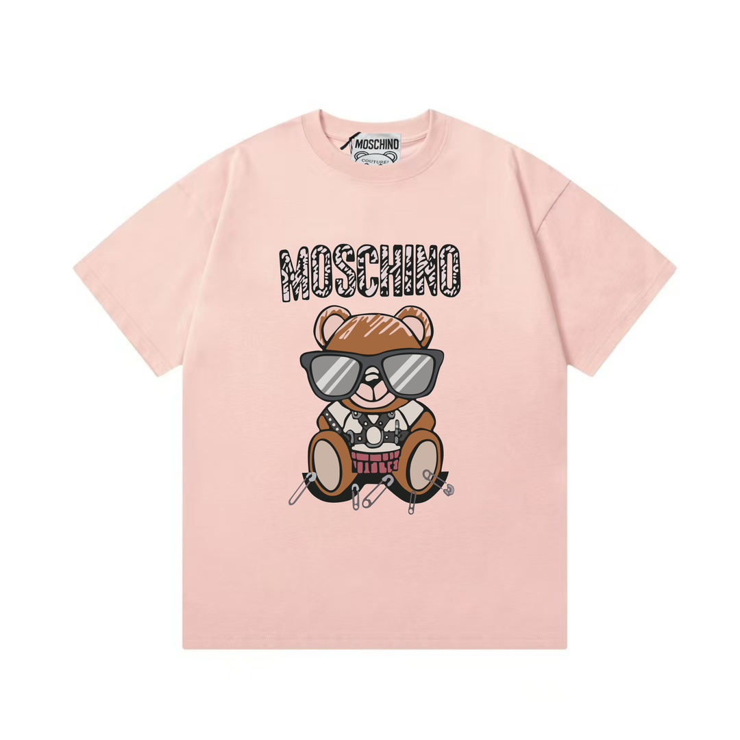 Moschino 2025 nueva colección serie súper linda logo de letras con oso de gafas de sol unisex camiseta de man…