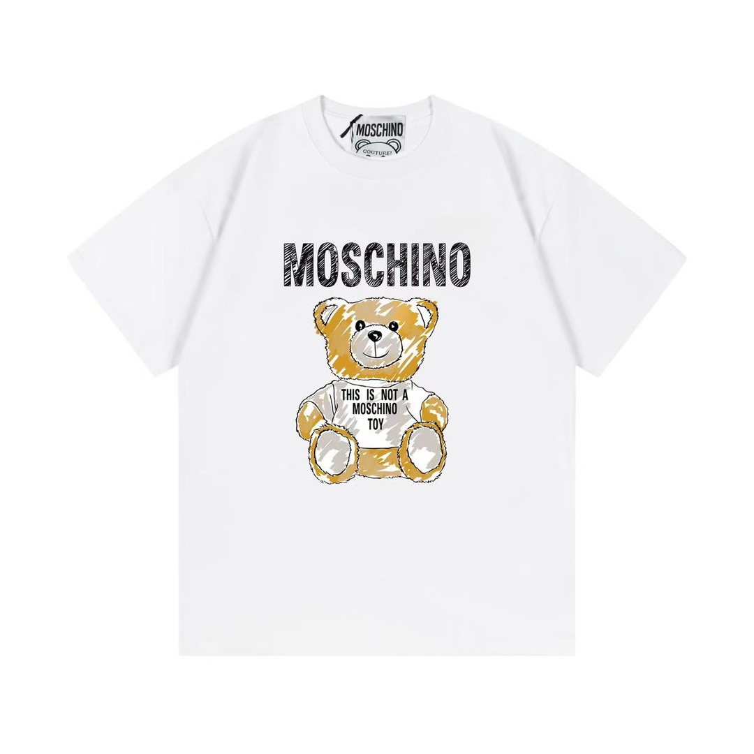 Moschino 2025 nueva colección serie súper linda logo de letras con muñeco unisex camiseta de manga corta · tela de algo…
