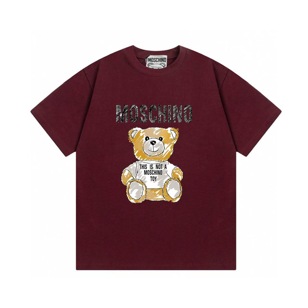 Moschino 2025 nueva colección serie súper linda logo de letras con muñeco unisex camiseta de manga corta · tela de algo…