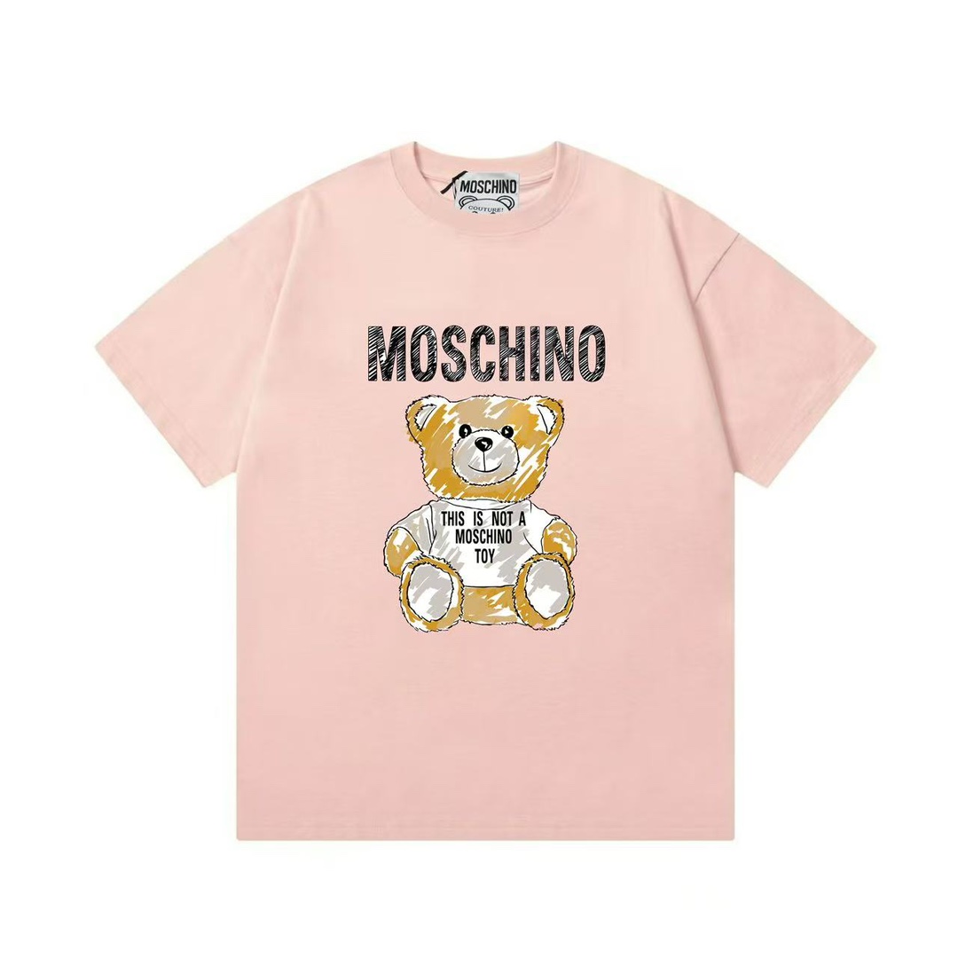 Moschino 2025 nueva colección súper linda serie muñeco logo letras unisex camiseta de manga corta · tela de algodón 100…