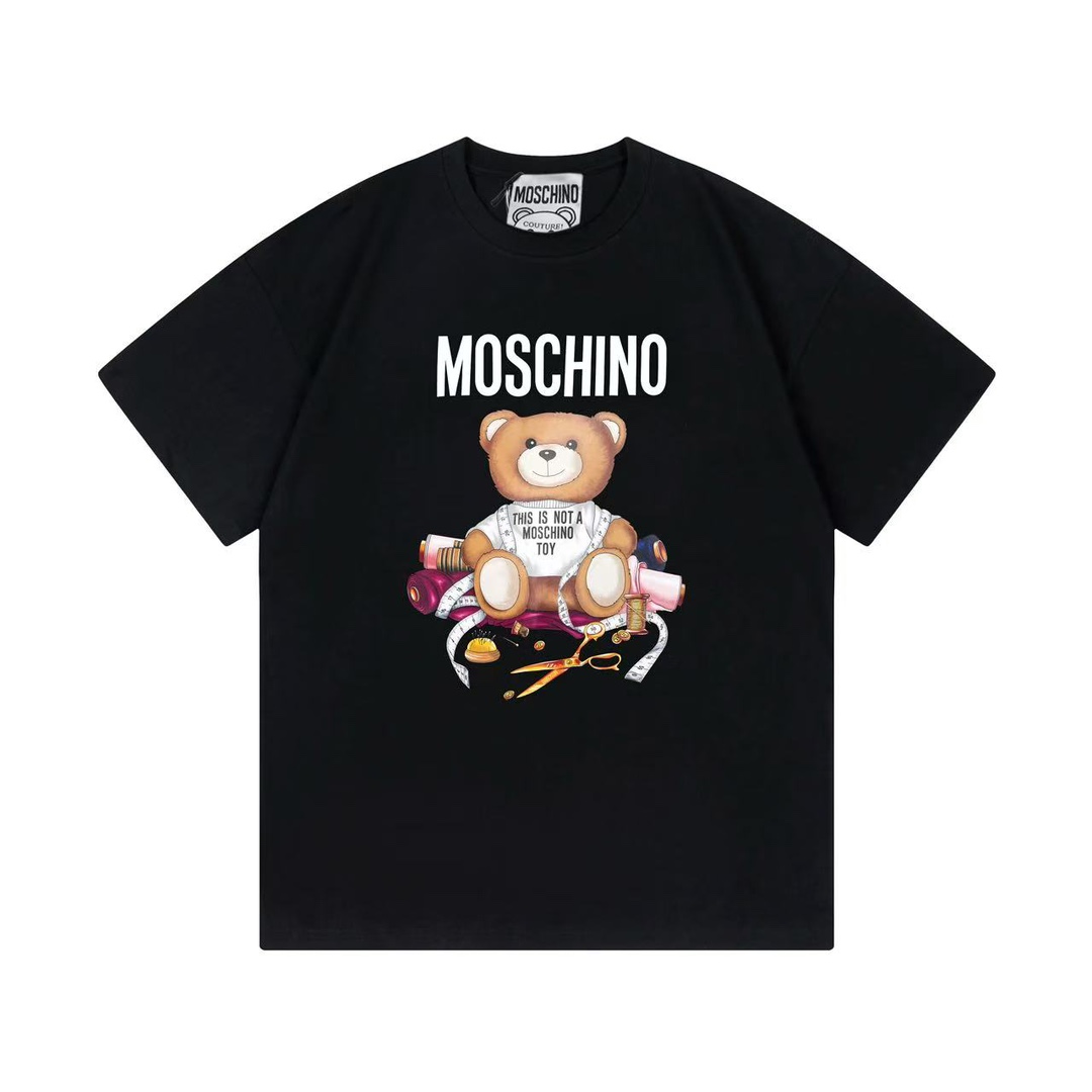 Moschino 2025 nueva colección súper linda serie oso sastre logo letras unisex camiseta de manga corta · tela …