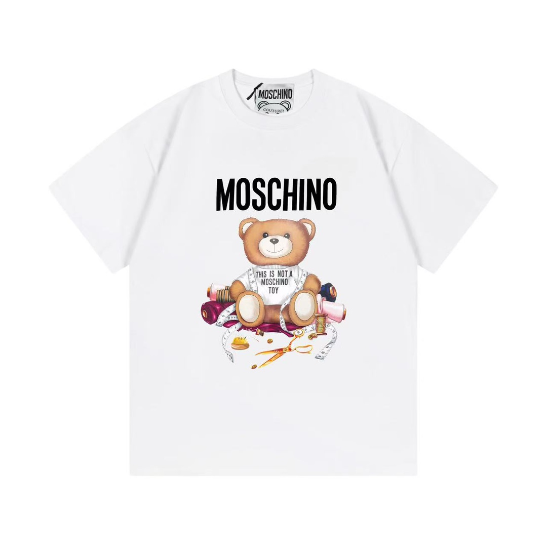 Moschino 2025 nueva colección súper linda serie oso sastre logo letras unisex camiseta de manga corta · tela de algodón…