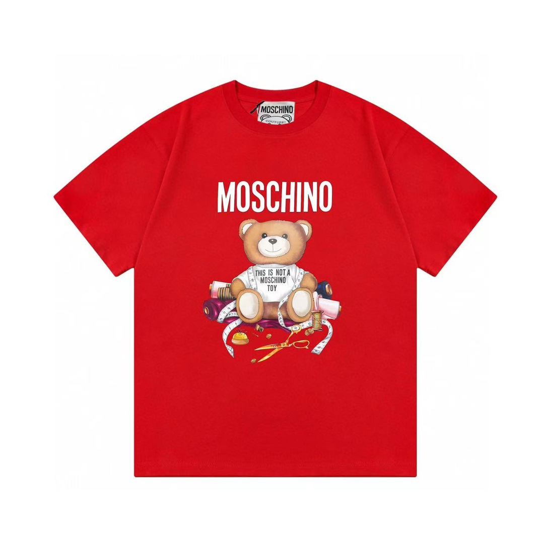 Moschino 2025 nueva colección súper linda serie oso sastre logo letras unisex camiseta de manga corta · tela de algodón…