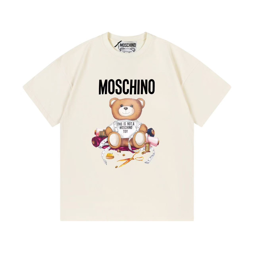Moschino 2025 nueva colección súper linda serie oso sastre logo letras unisex camiseta de manga corta · tela …