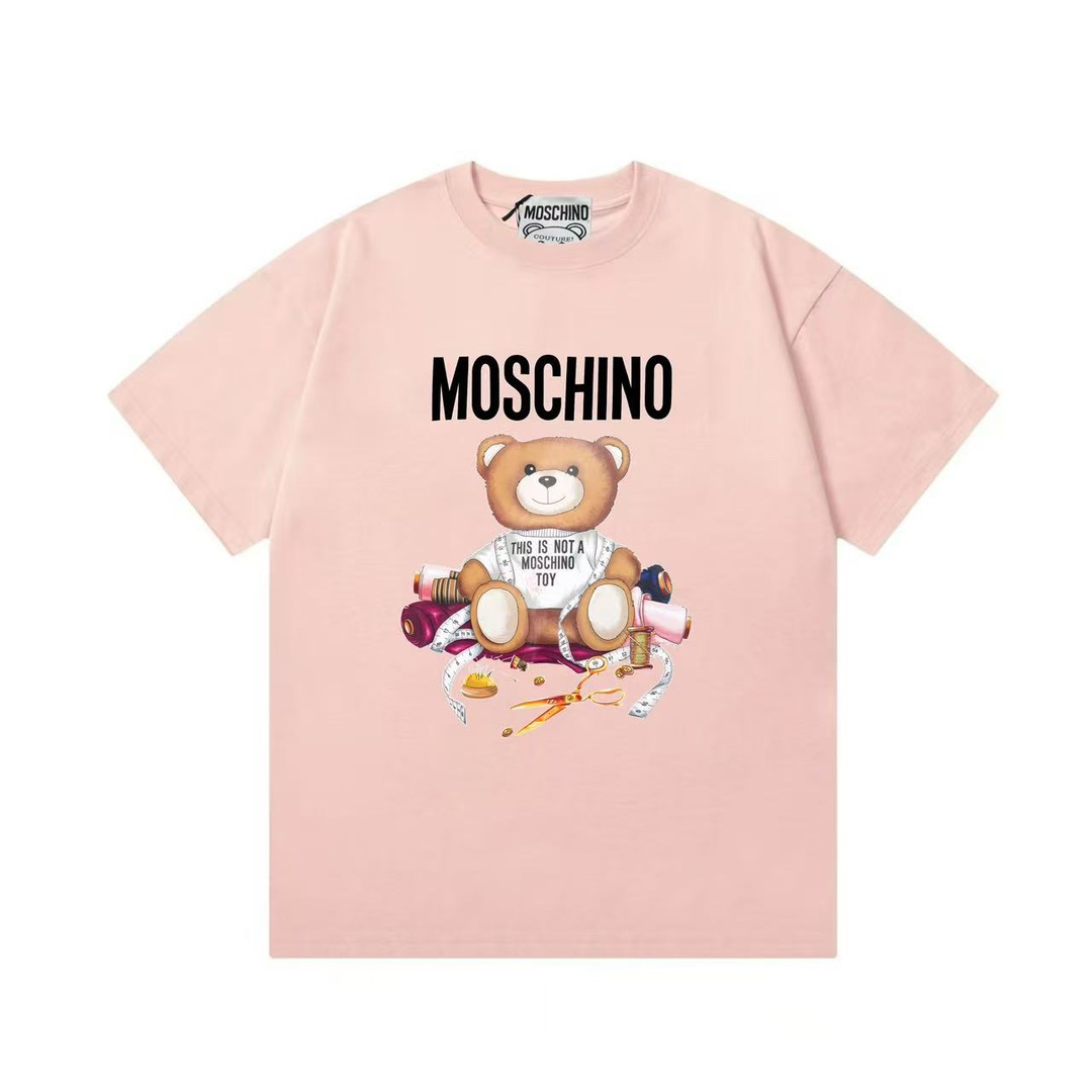 Moschino 2025 nueva colección súper linda serie oso sastre logo letras unisex camiseta de manga corta · tela de algodón…