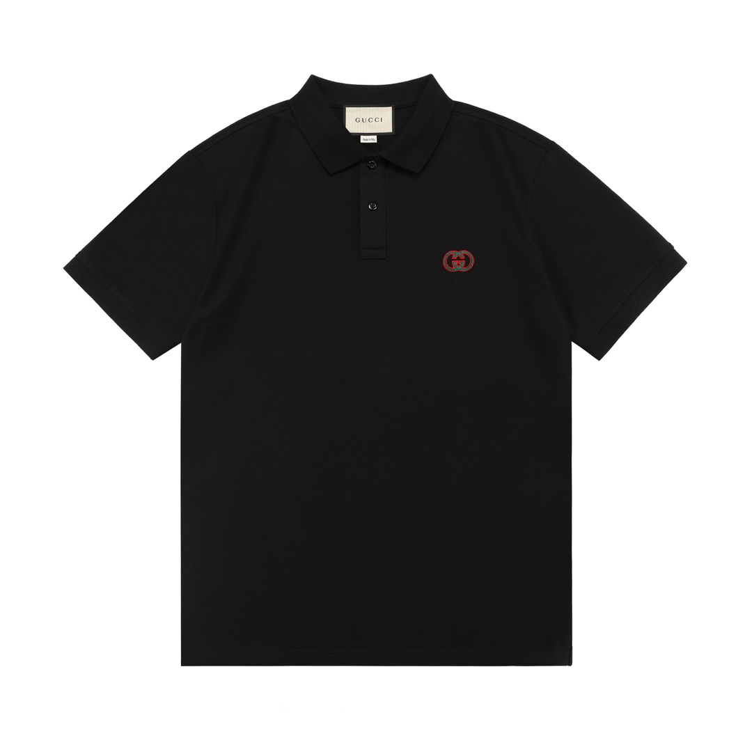 Gucci 2025 nueva colección, logo de doble G bordado, polo casual para parejas · tela de piqué personalizada · bordado c…
