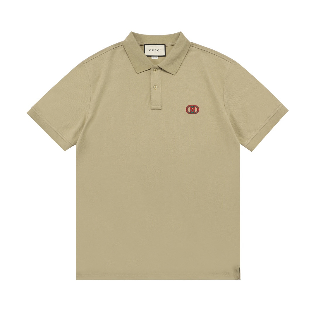 Gucci 2025 nueva colección, logo de doble G bordado, polo casual para parejas · tela de piqué personalizada · bordado c…