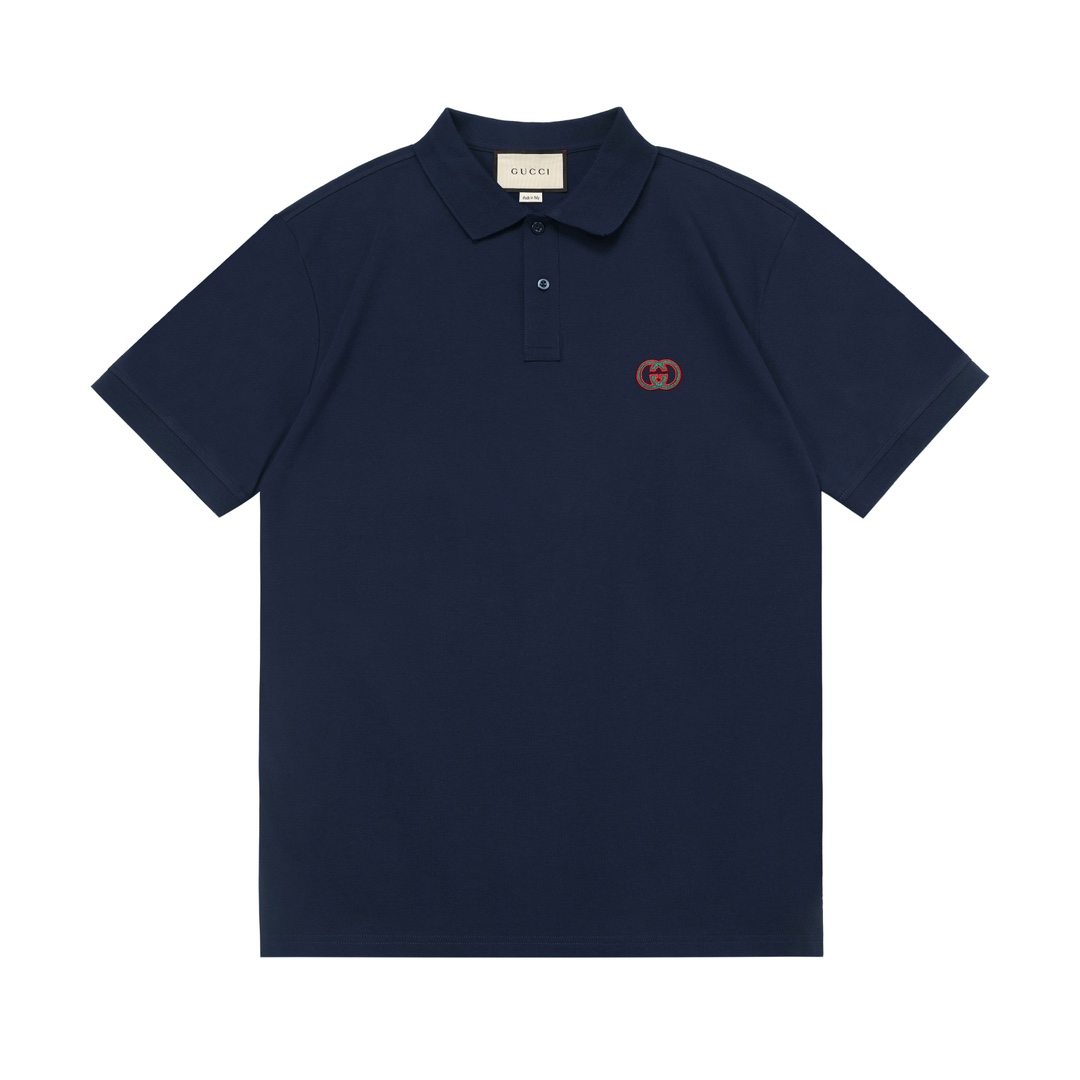 Gucci 2025 nueva colección, logo de doble G bordado, polo casual para parejas · tela de piqué personalizada · bordado c…