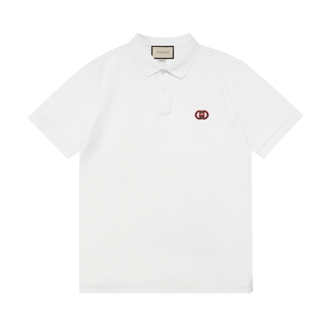 Gucci 2025 nueva colección, logo de doble G bordado, polo casual para parejas · tela de piqué personalizada · bordado c…