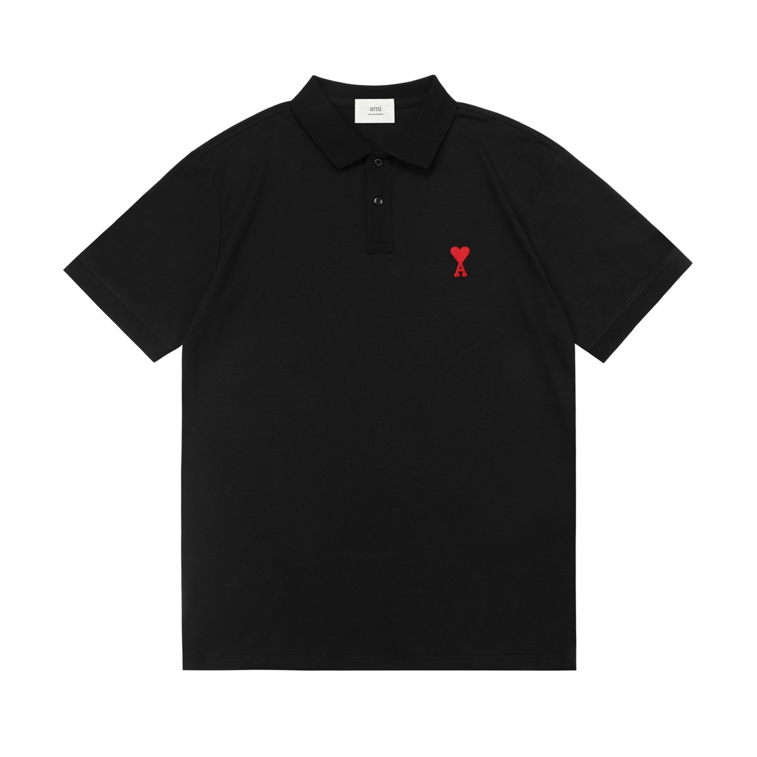 ami 2025 nueva colección polo casual de pareja con logo de corazón bordado · tela personalizada de piqué · bordado impo…