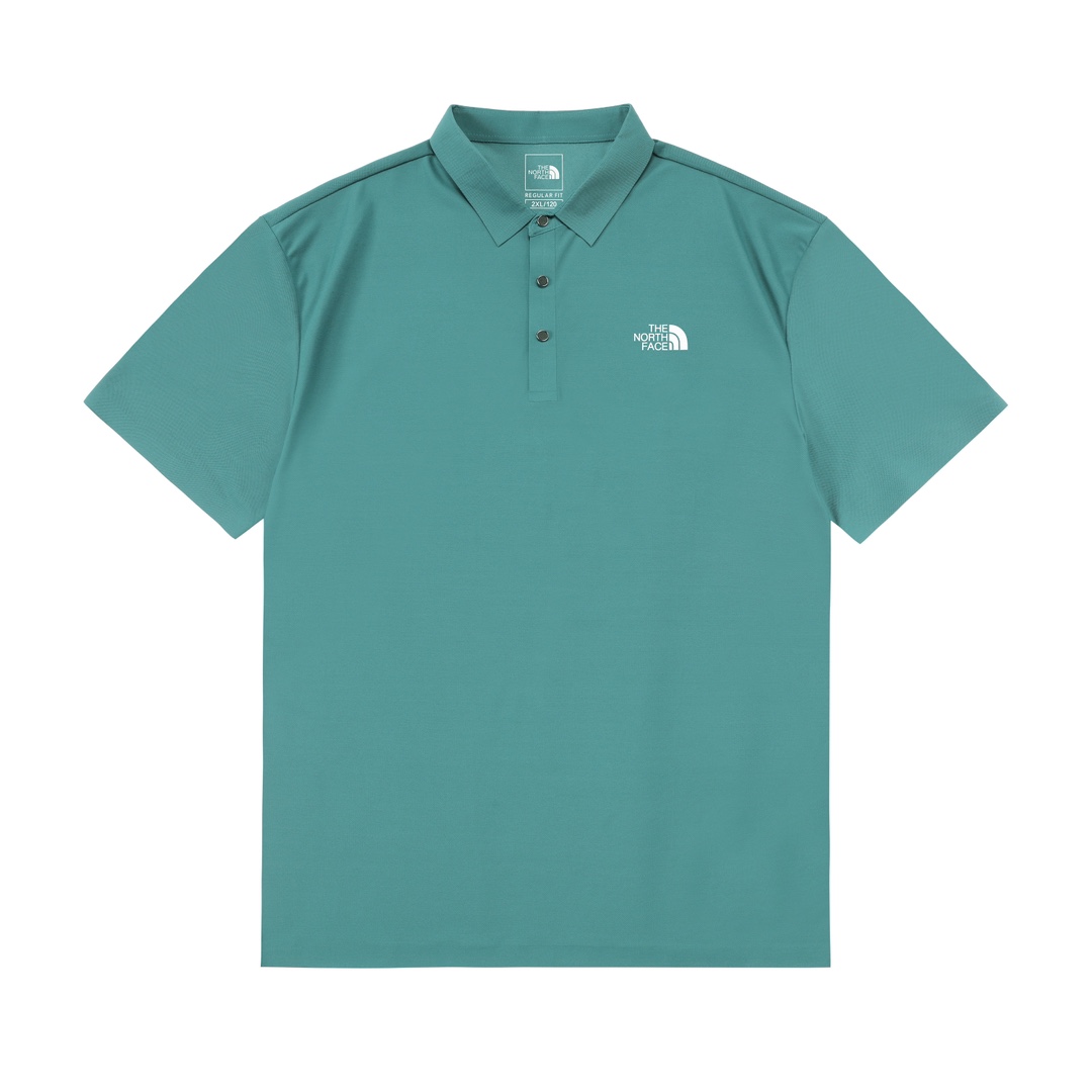 THE NORTH FACE 北面 2025新款 立体字母logo 运动舒适 冰爽丝滑 轻薄透气 男女同款 休闲polo衫 ·定制速干面料 ·进口田岛机刺绣工艺 ·领标吊牌主唛三标齐全 颜色：湖水绿 尺码：M-XXXL